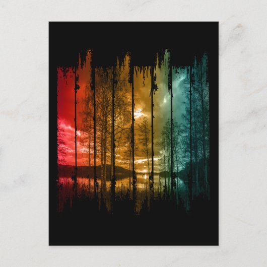 MEER BOMEN VINTAGE ZONSONDERGANG BRIEFKAART (Voorkant)
