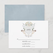Meer Bruiloft Monogram Topcrests RSVP Kaartje (Voorkant / Achterkant)