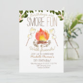 Meer campfire camping verjaardagsuitnodiging kaart (Staand voorkant)