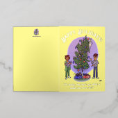 Meer Cat Christmas Gevouwen Gele Folie Kaart (Buiten Laag)