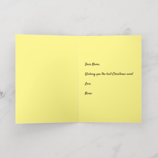 Meer Cat Christmas Gevouwen Gele Folie Kaart (Binnenlaag)