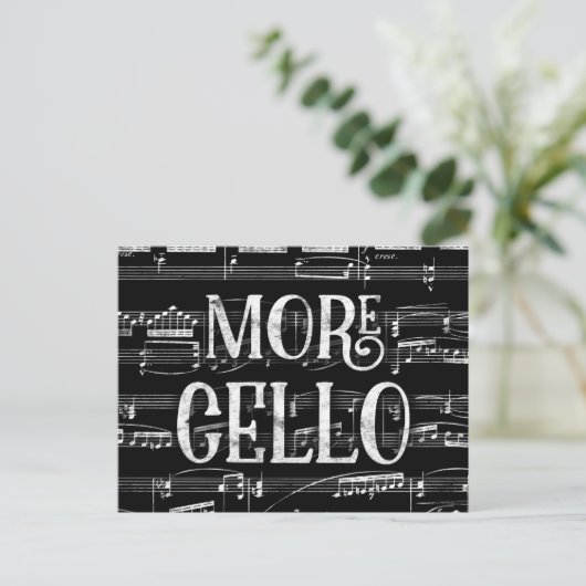 Meer Cello-alkboard - Black White Music Briefkaart (Staand voorkant)