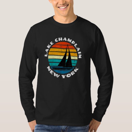 meer ChamPlain New York Sunset Sailboot Si T-shirt (Voorkant)