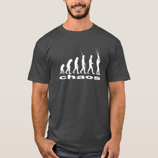 Meer Chaos Evolutie grappig T-shirt (Voorkant)