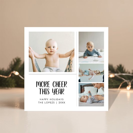 Meer Cheer dit jaar Baby 4 Foto Kerst Kaart