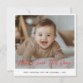 Meer Cheer Dit Jaar Baby Leuk Kerstfoto Rood Feestdagenkaart (Voorkant)