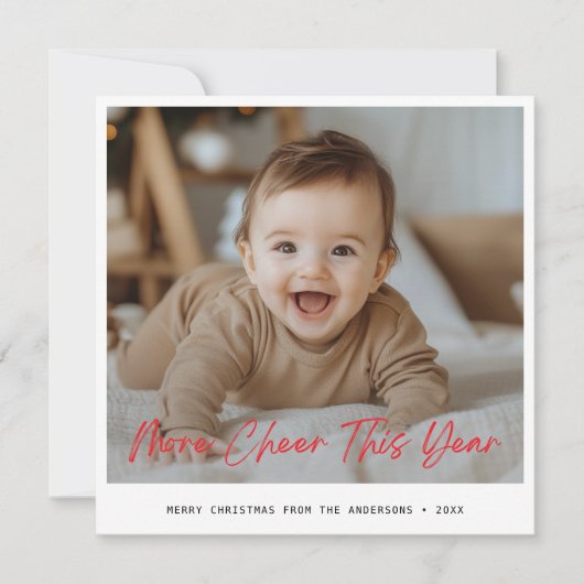Meer Cheer Dit Jaar Baby Leuk Kerstfoto Rood Feestdagenkaart (Voorkant)