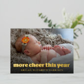 Meer Cheer dit jaar Nieuwe Baby Foto Kerst Kaart (Staand Voorkant)