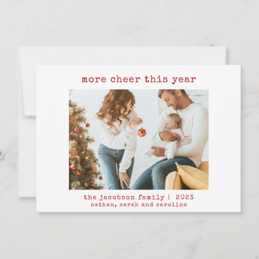 Meer Cheer dit jaar Nieuwe Baby Kerstmis Familie Feestdagenkaart (Voorkant)