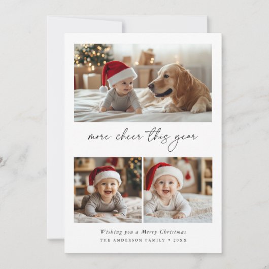 Meer Cheer dit jaar Schattigee Baby Fun Kerstfoto Feestdagenkaart (Voorkant)