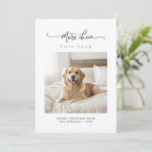 Meer Cheer Minimalist Dog Kerstfoto Feestdagenkaart (Staand voorkant)