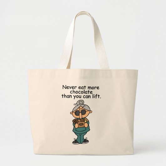 Meer chocolade-Humor Grote Tote Bag (Voorkant)