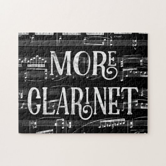 Meer Clarinet-bord - Zwarte witte muziek Legpuzzel (Horizontaal)