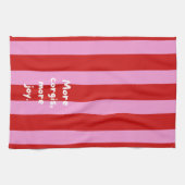 'Meer corgi's, meer vreugde.' Rood en roze gestree Theedoek (Horizontaal)