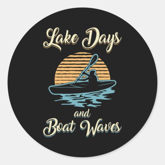 Meer dagen en bootgolven kajak boot boot grappig ronde sticker (Voorkant)