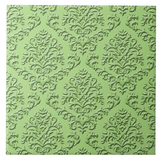 MEER DAMASK IN EMBOSSED GROEN TEGELTJE (Voorkant)