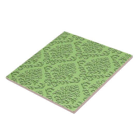 MEER DAMASK IN EMBOSSED GROEN TEGELTJE (Zijkant)
