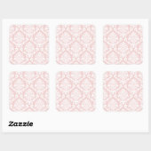 MEER DAMASK IN WIT EN BLUSH PINK VIERKANTE STICKER (Vel)