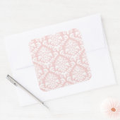 MEER DAMASK IN WIT EN BLUSH PINK VIERKANTE STICKER (Envelop)