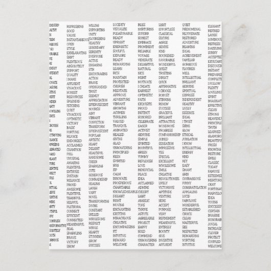 Meer dan 600 positieve woorden! briefkaart (Voorkant)