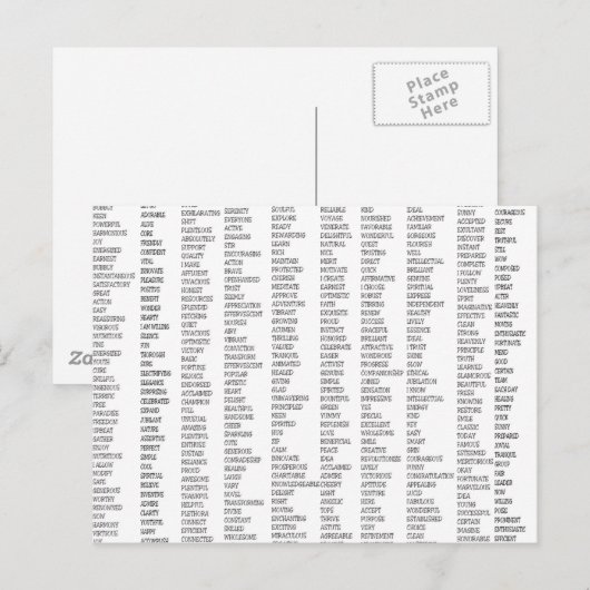 Meer dan 600 positieve woorden! briefkaart (Voorkant / Achterkant)