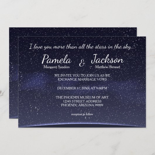 Meer dan alle sterren - Huwelijksuitnodiging Kaart (Voorkant / Achterkant)