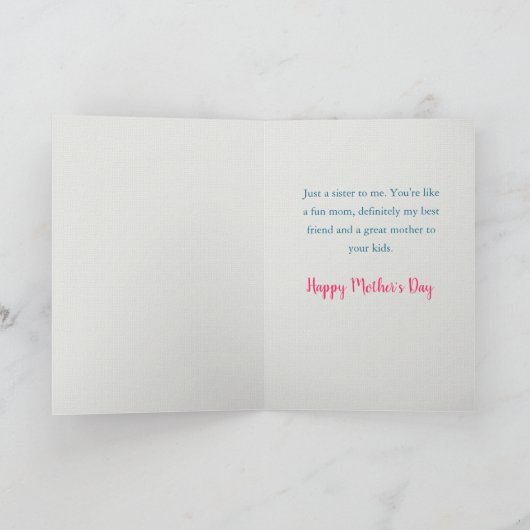 Meer dan alleen een zuster-Moederdag kaart (Binnen)