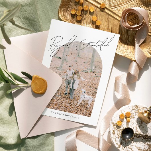 Meer dan dankbaar modern minimalistisch fotoboog feestdagenkaart