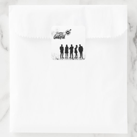 Meer dan dankbaar vierkante sticker (Tas)