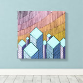 Meer dan drie wolkenkrabbers canvas afdruk (Insitu (Houten vloer))