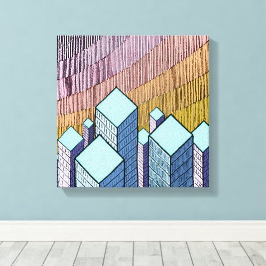 Meer dan drie wolkenkrabbers canvas afdruk (Insitu (Houten vloer))