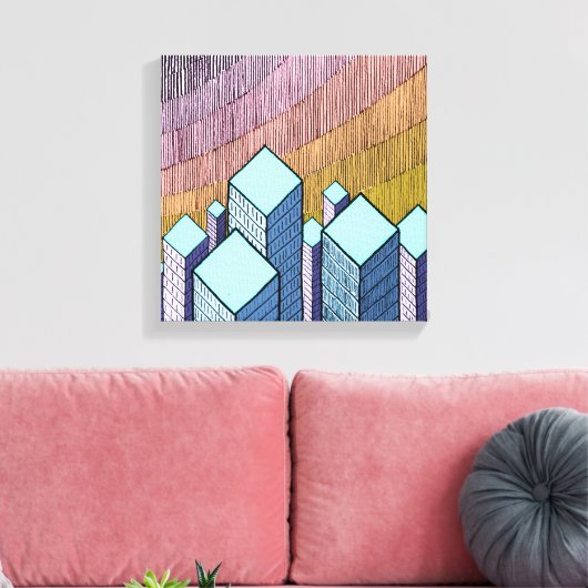 Meer dan drie wolkenkrabbers canvas afdruk (Insitu (Woonkamer))