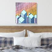Meer dan drie wolkenkrabbers canvas afdruk (Insitu (Slaapkamer))