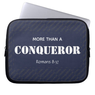 MEER DAN EEN CONQUEROR Motivatie Christelijk Laptop Sleeve