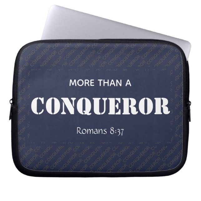 MEER DAN EEN CONQUEROR Motivatie Christelijk Laptop Sleeve (Voorkant)