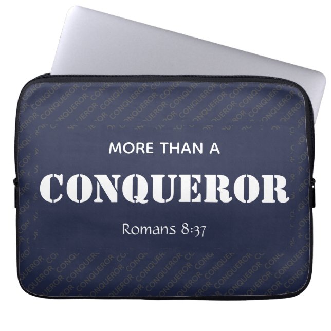 MEER DAN EEN CONQUEROR Motivatie Christelijk Laptop Sleeve (Voorkant)