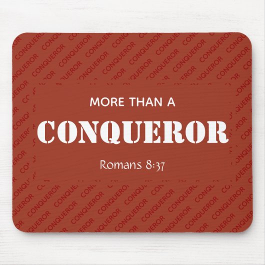 MEER DAN EEN CONQUEROR Motivatie Christelijk ROOD Muismat (Voorkant)