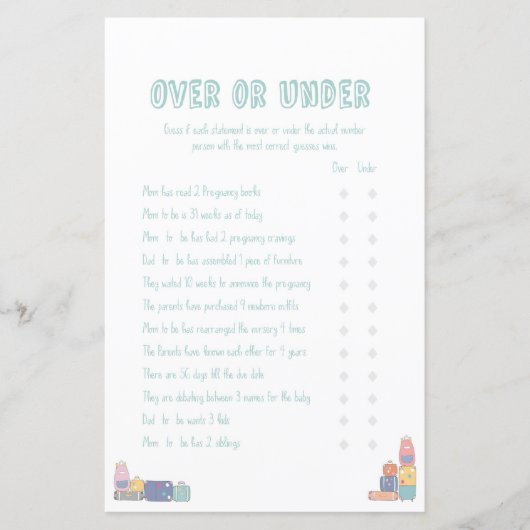 Meer dan onder Adventure Baby shower Game (Voorkant)