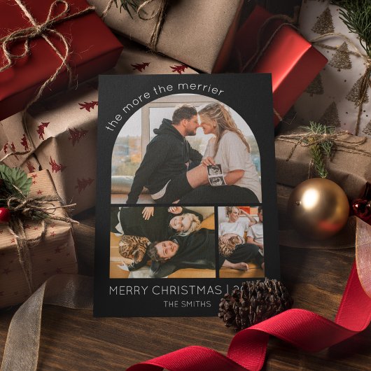 Meer de Merrier Arch Foto Kerstzwangerschap Feestdagenkaart