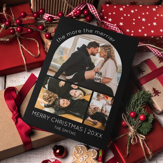 Meer de Merrier Arch Foto Kerstzwangerschap Feestdagenkaart