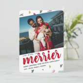 Meer De Merrier Christmas Baby Geboorteaankondigin Kaart (Staand voorkant)