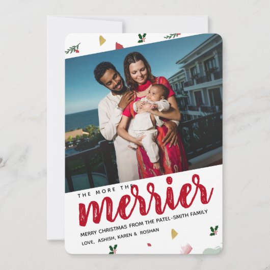 Meer De Merrier Christmas Baby Geboorteaankondigin Kaart (Voorkant)