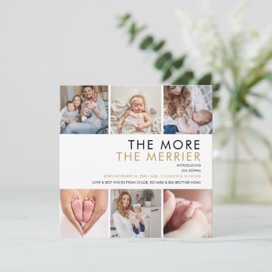 Meer De Merrier foto Kerstmis Geboorte Feestdagenkaart (Staand voorkant)