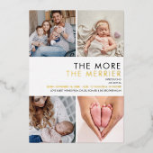 Meer De Merrier Foto Kerstmis Geboorte Goud Folie Feestdagenkaart (Voorkant)