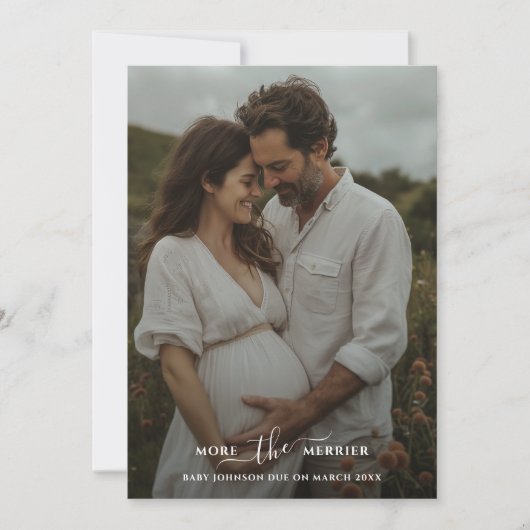 Meer De Merrier Foto Zwangerschap Kerstmis Feestdagenkaart (Voorkant)