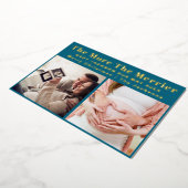 Meer de Merrier Moderne Kerstzwangerschap Folie Feestdagenkaart (Gedraaid)