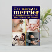 Meer de Merrier Moderne Kerstzwangerschap Folie Uitnodiging (Staand Voorkant)