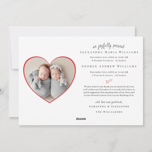 Meer De Merrier Twins Vakantie Geboorte Aankondigi Feestdagenkaart (Achterkant)