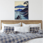 Meer, dennenboom en berg - Japan Canvas Afdruk (Insitu (Slaapkamer))