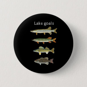 Meer Doelen Vissen Musky Snoek Walleye Kleine Mond Ronde Button 5,7 Cm